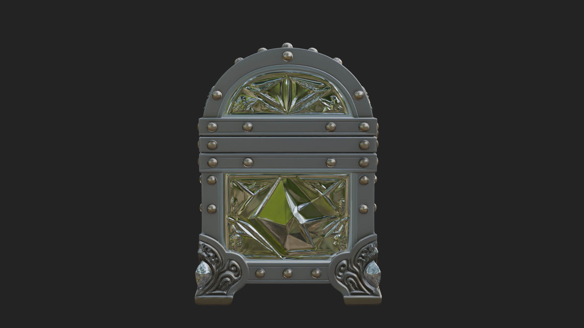 Gem Faceted Treasure Chest Model Design 1 3D Print Model 3D Model