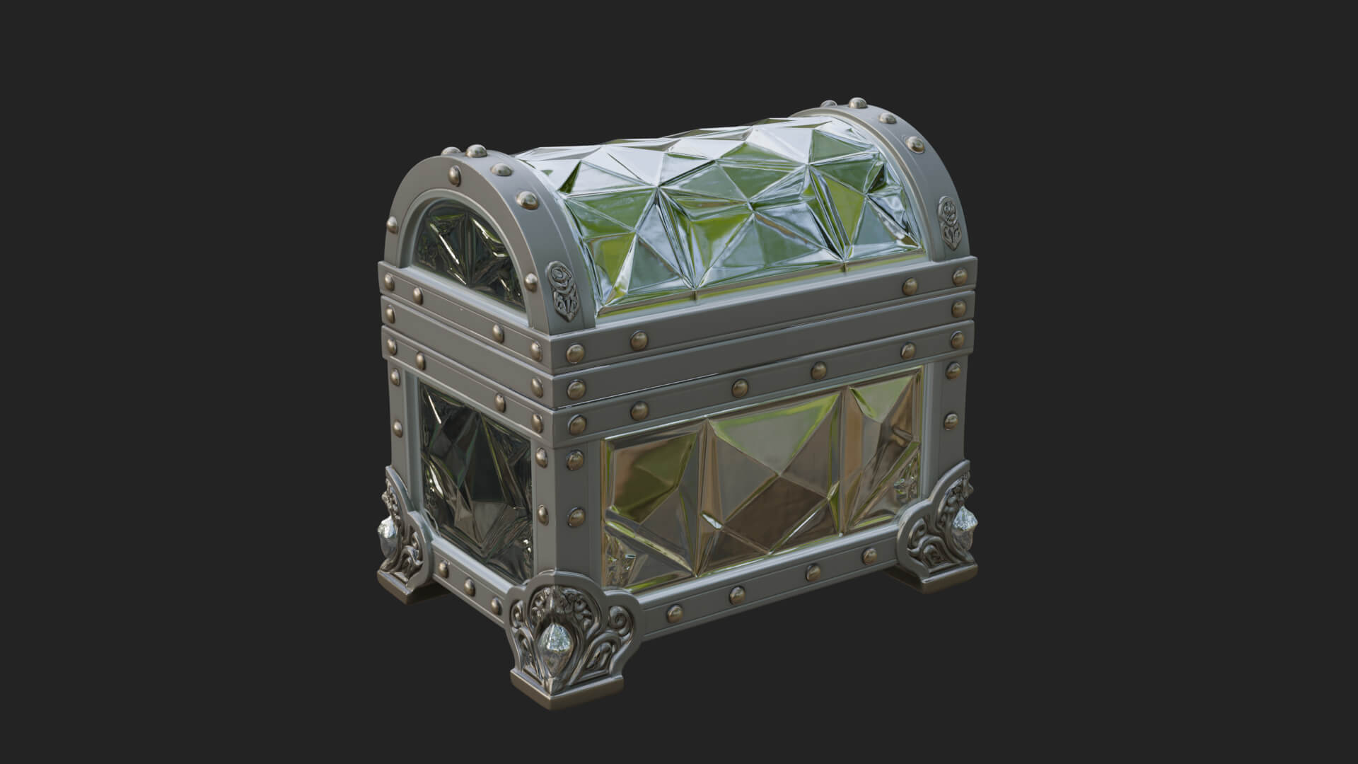 Gem Faceted Treasure Chest Model Design 1 3D Print Model 3D Model