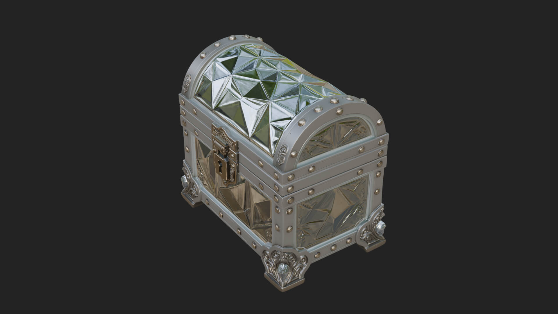 Gem Faceted Treasure Chest Model Design 1 3D Print Model 3D Model