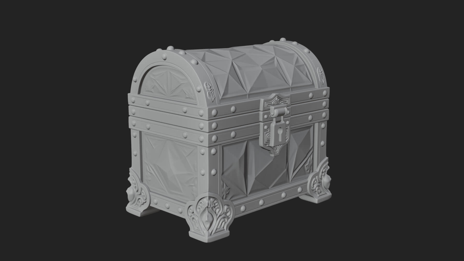 Gem Faceted Treasure Chest Model Design 1 3D Print Model 3D Model