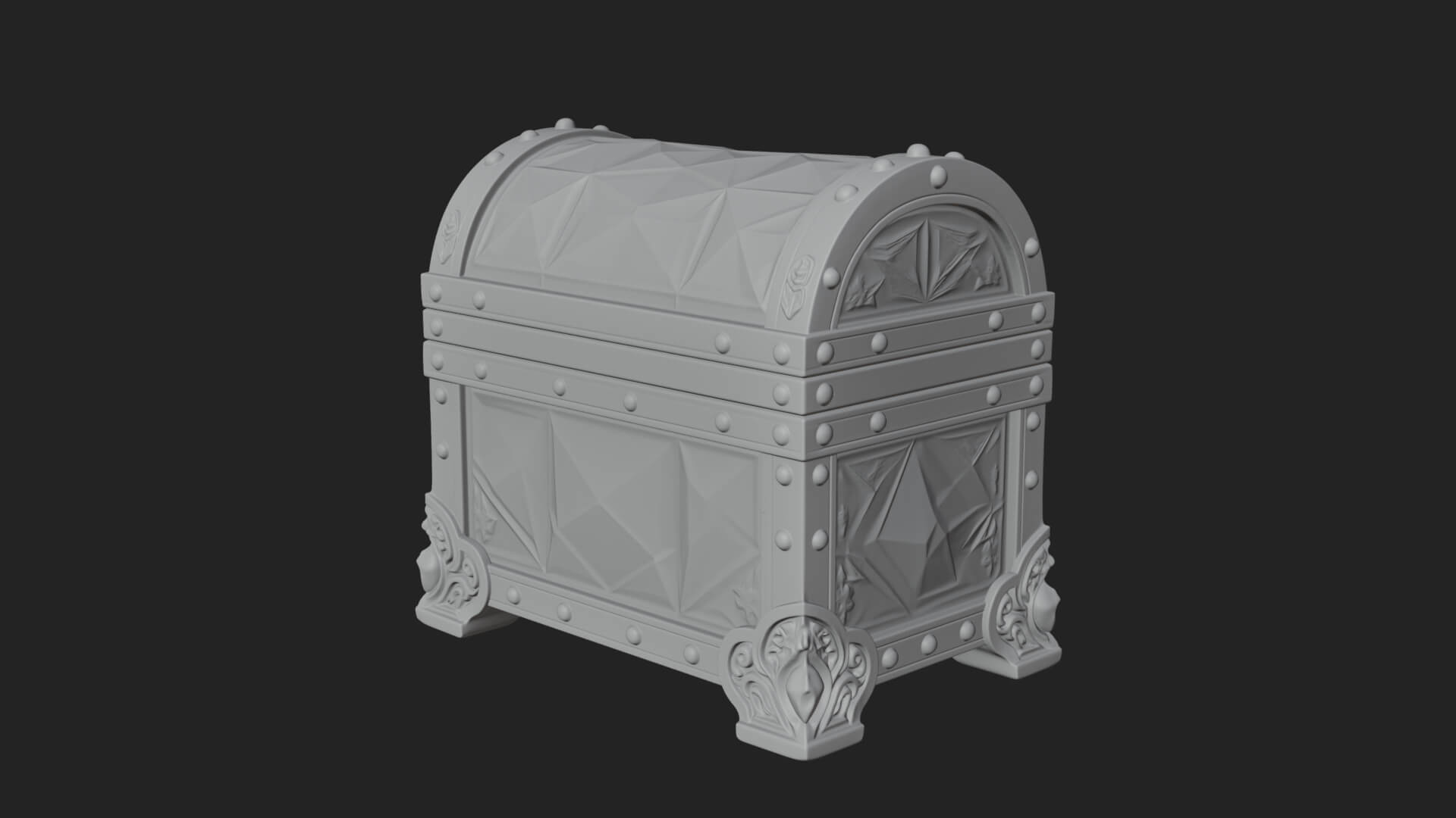 Gem Faceted Treasure Chest Model Design 1 3D Print Model 3D Model