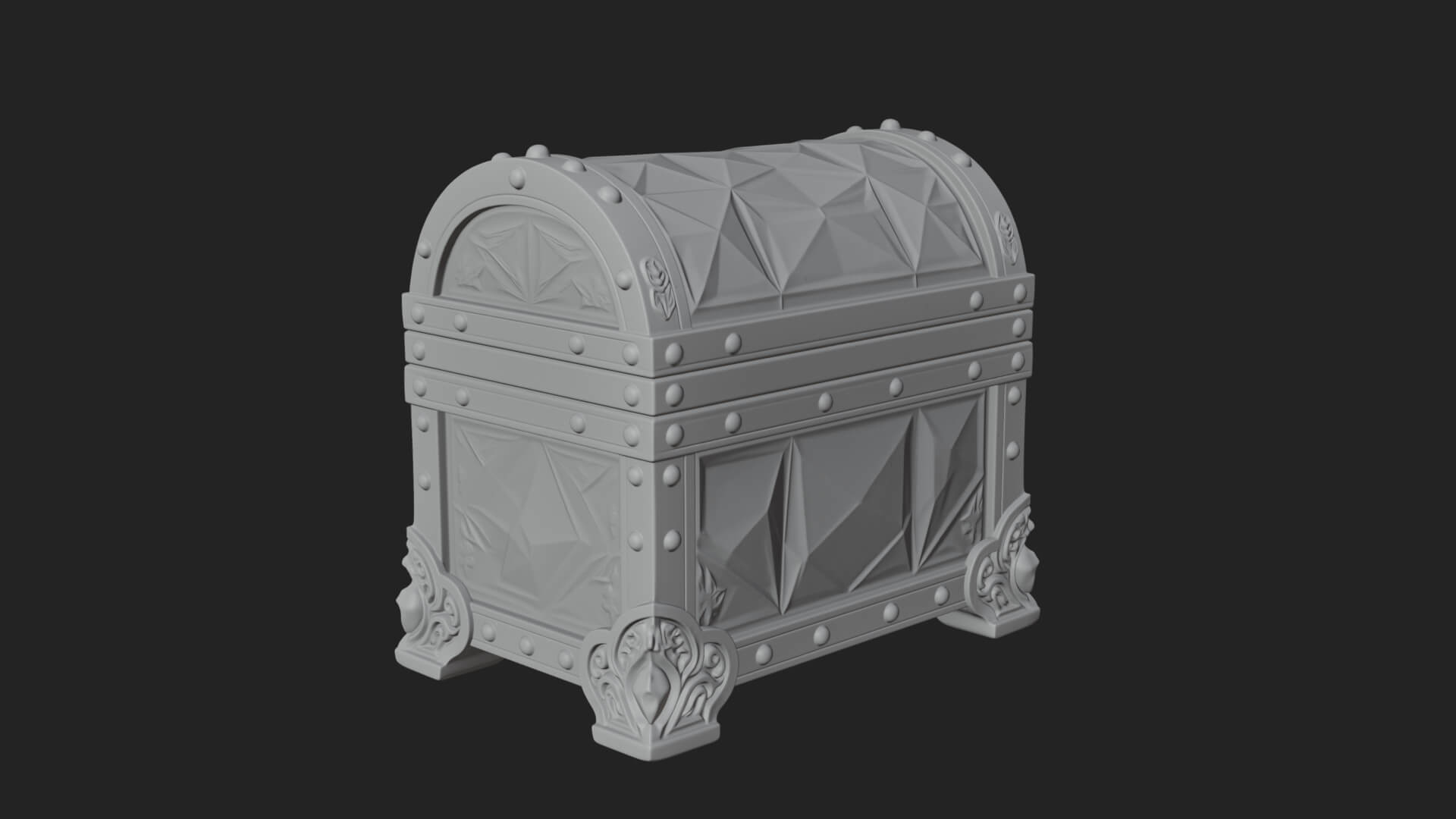 Gem Faceted Treasure Chest Model Design 1 3D Print Model 3D Model