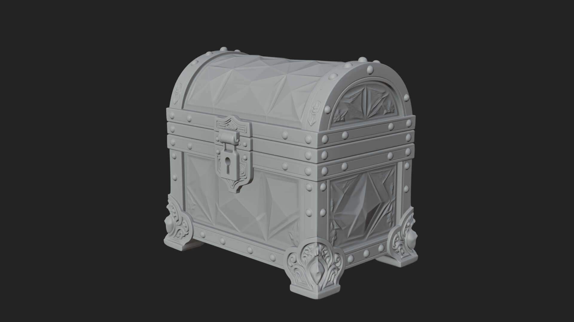 Gem Faceted Treasure Chest Model Design 1 3D Print Model 3D Model