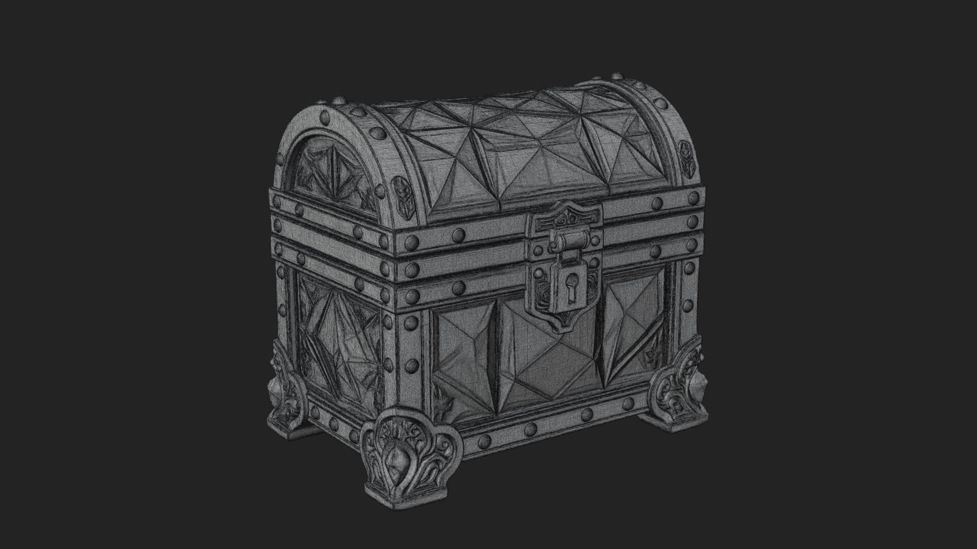 Gem Faceted Treasure Chest Model Design 1 3D Print Model 3D Model