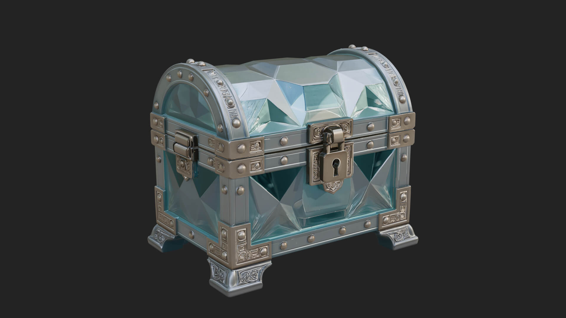 Gem Faceted Treasure Chest Model Design 2 3D Print Model 3D Model