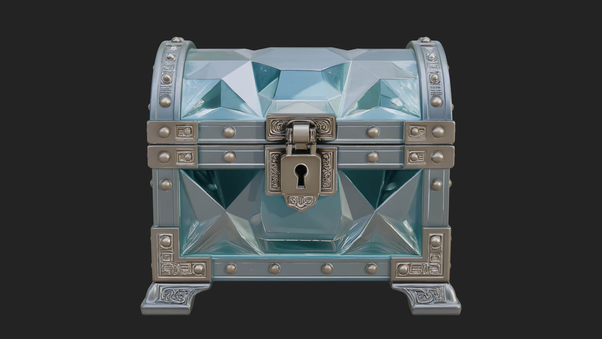 Gem Faceted Treasure Chest Model Design 2 3D Print Model 3D Model