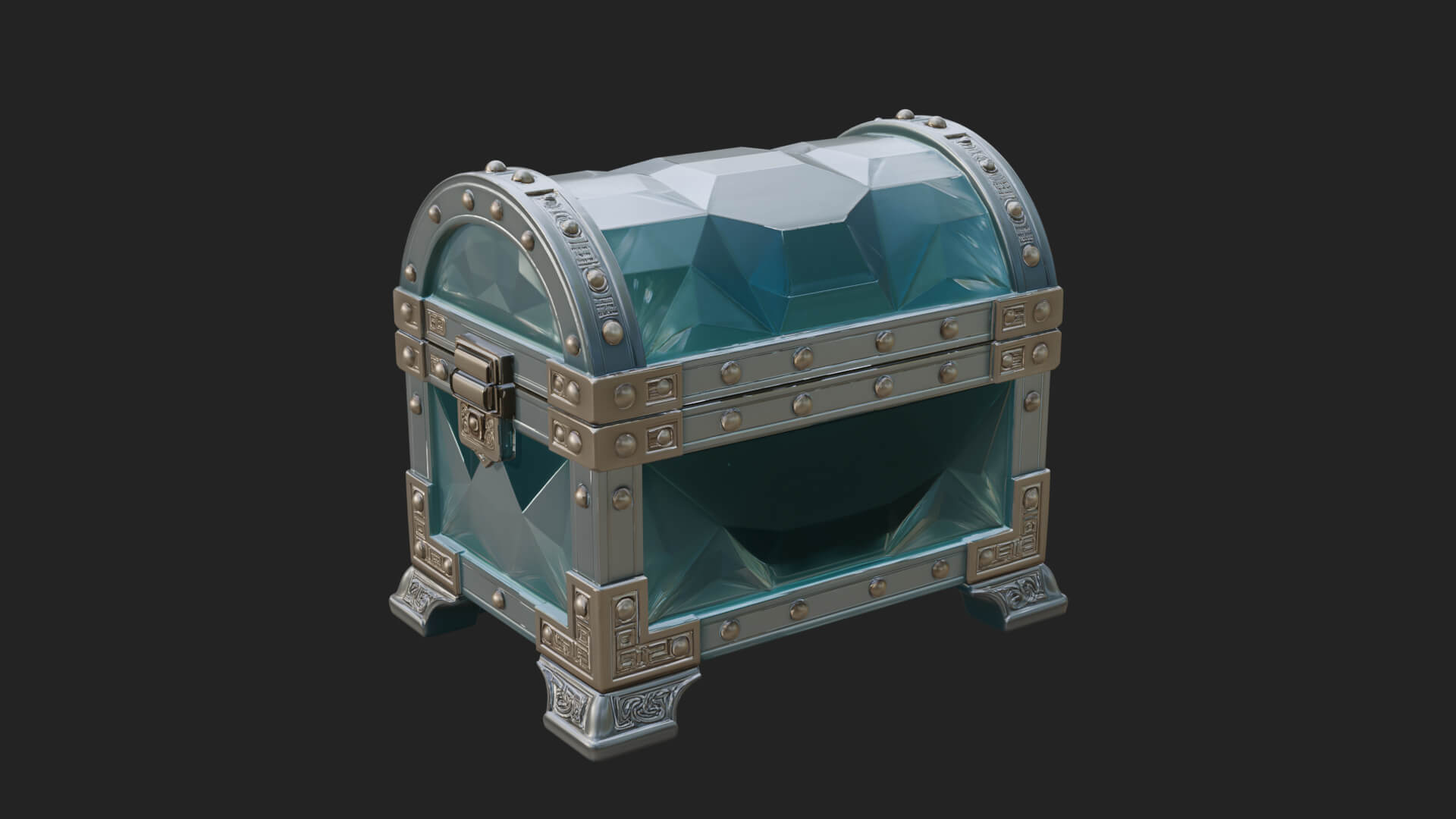Gem Faceted Treasure Chest Model Design 2 3D Print Model 3D Model