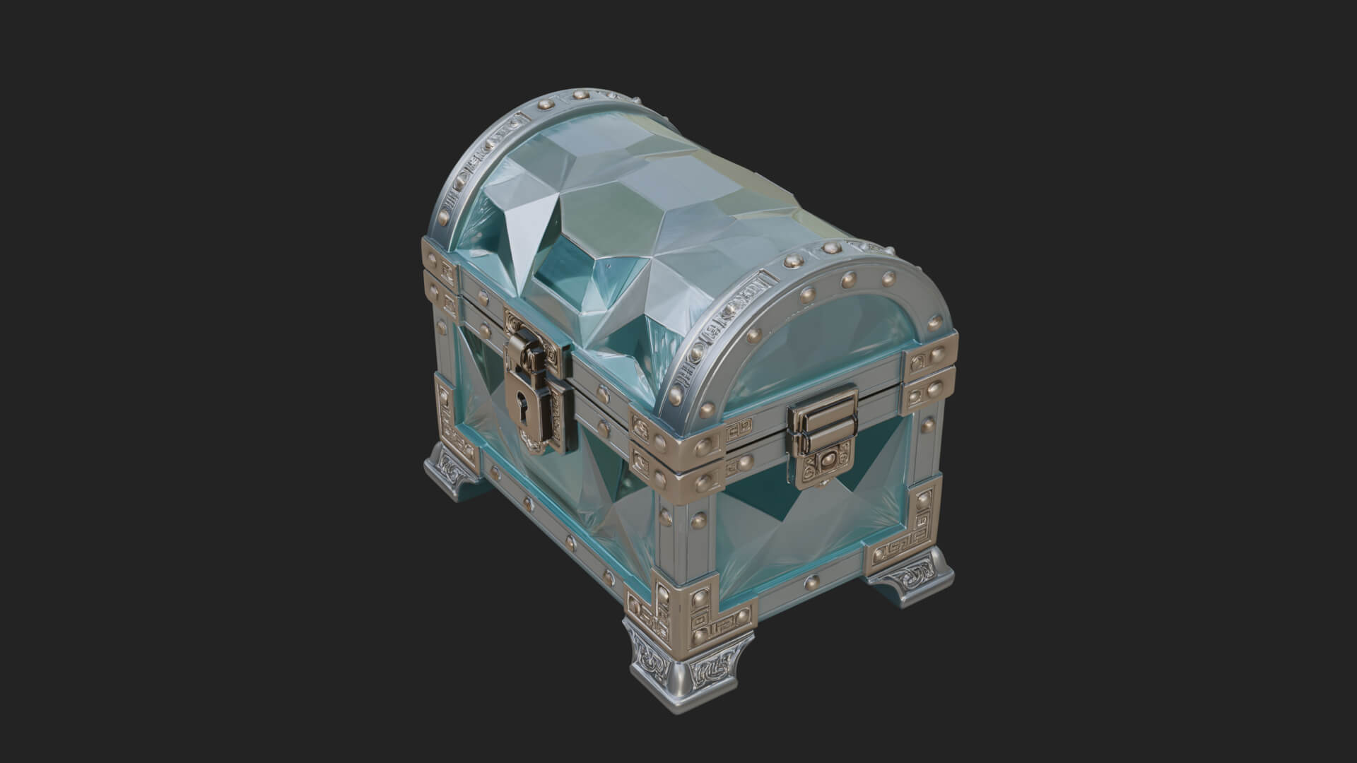 Gem Faceted Treasure Chest Model Design 2 3D Print Model 3D Model