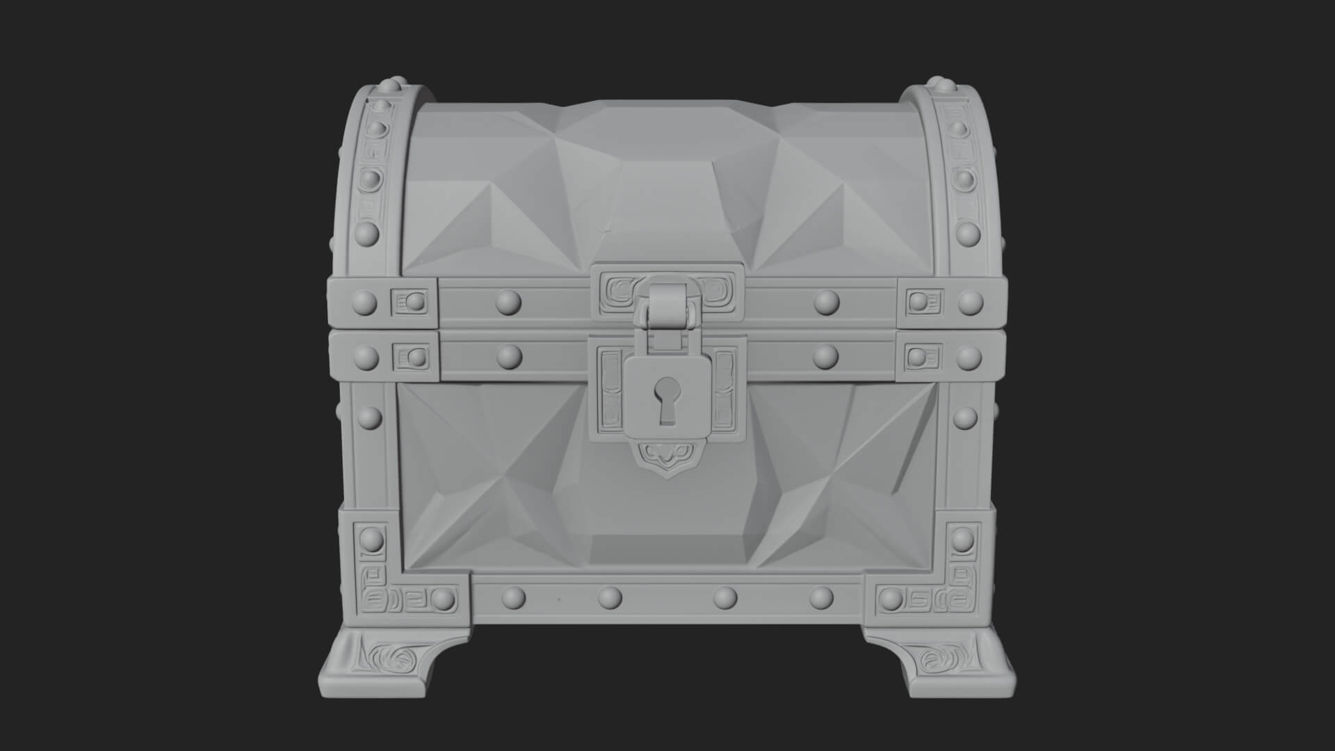 Gem Faceted Treasure Chest Model Design 2 3D Print Model 3D Model