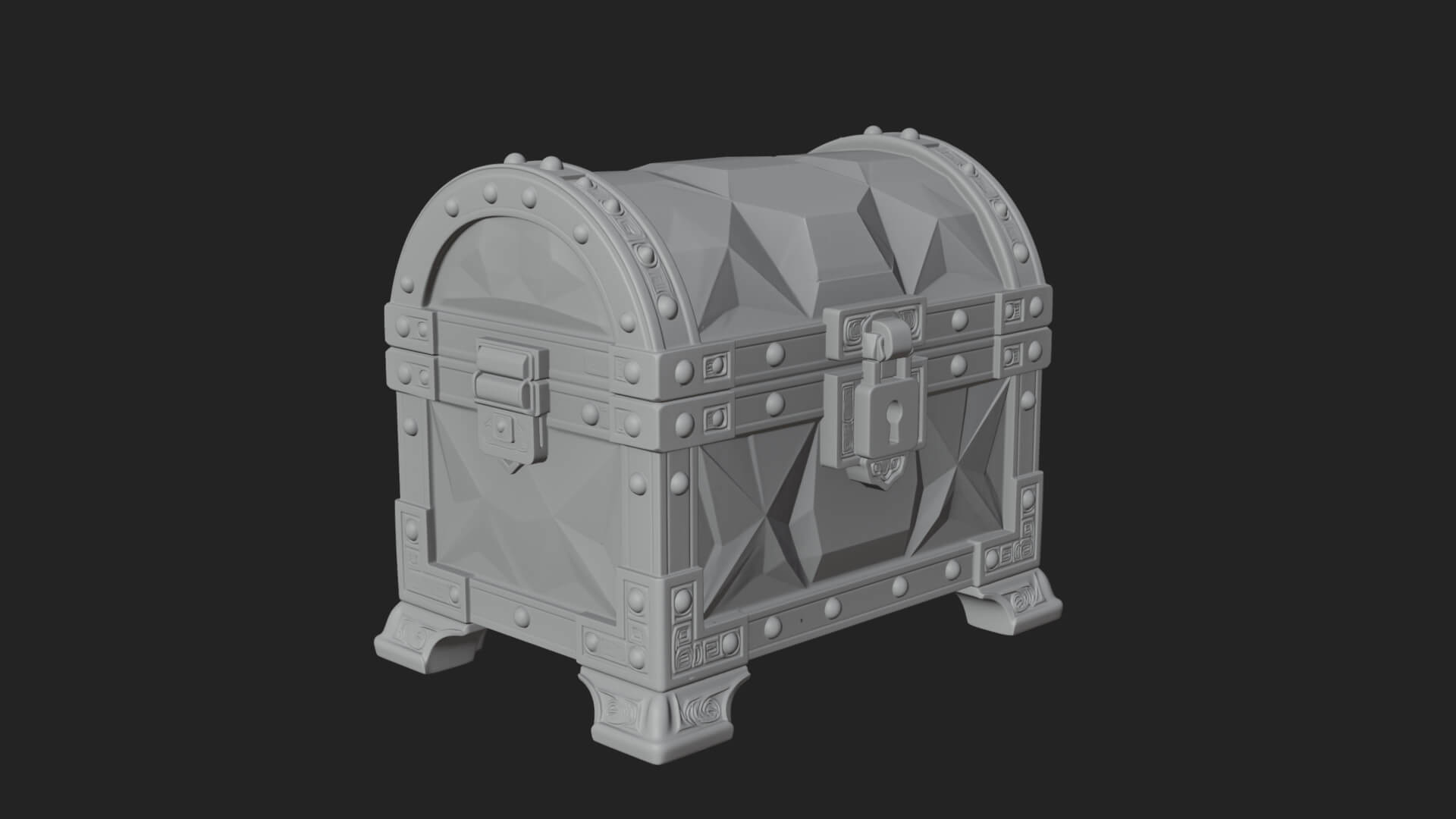 Gem Faceted Treasure Chest Model Design 2 3D Print Model 3D Model