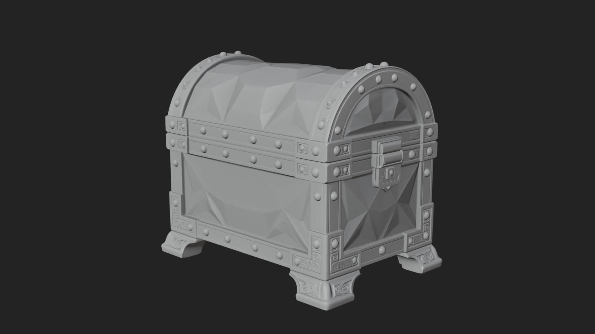 Gem Faceted Treasure Chest Model Design 2 3D Print Model 3D Model