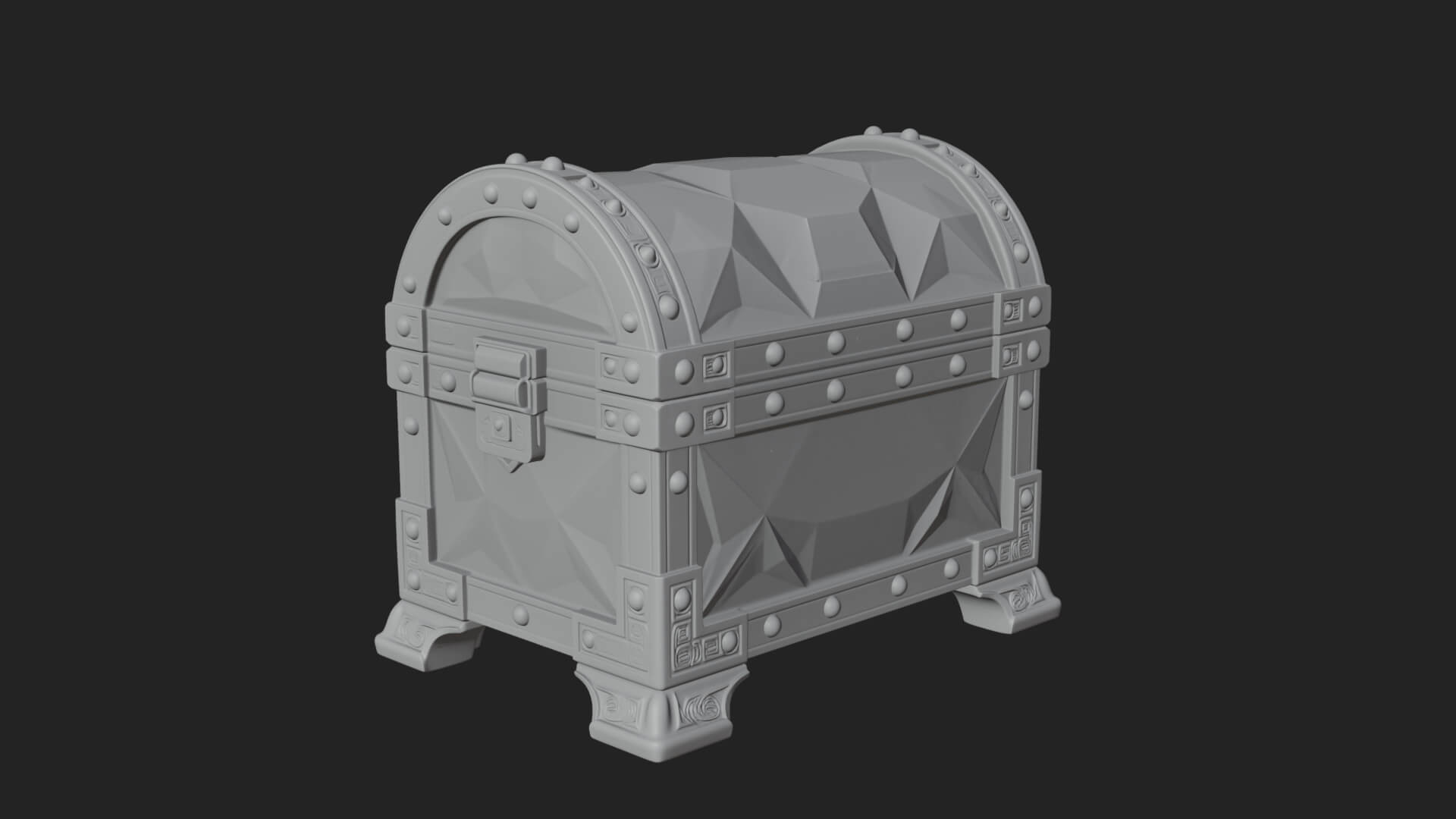 Gem Faceted Treasure Chest Model Design 2 3D Print Model 3D Model