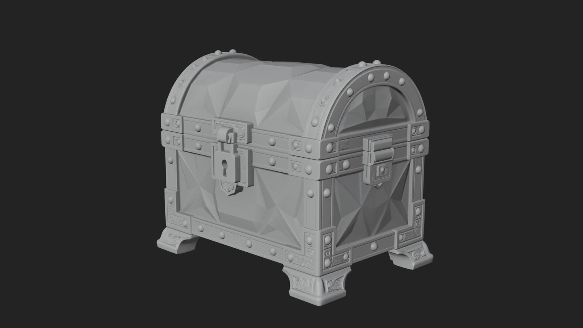 Gem Faceted Treasure Chest Model Design 2 3D Print Model 3D Model