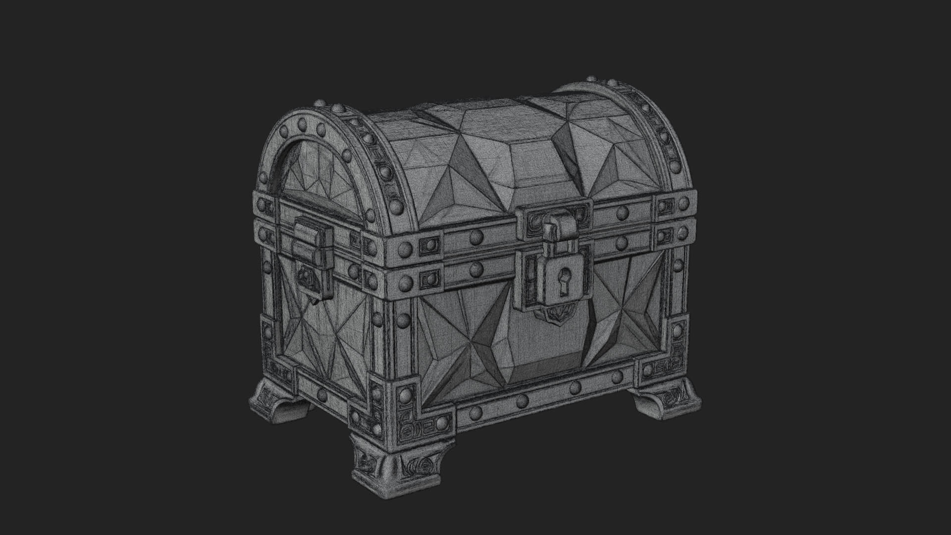 Gem Faceted Treasure Chest Model Design 2 3D Print Model 3D Model