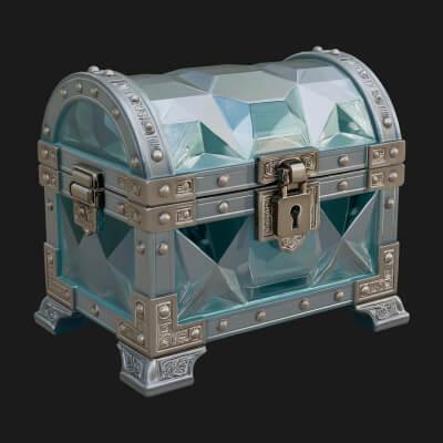 Gem Faceted Treasure Chest Model Design 2 3D Print Model