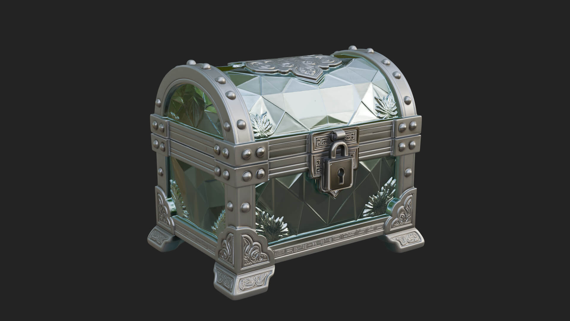 Gem Faceted Treasure Chest Model Design 3 3D Print Model 3D Model