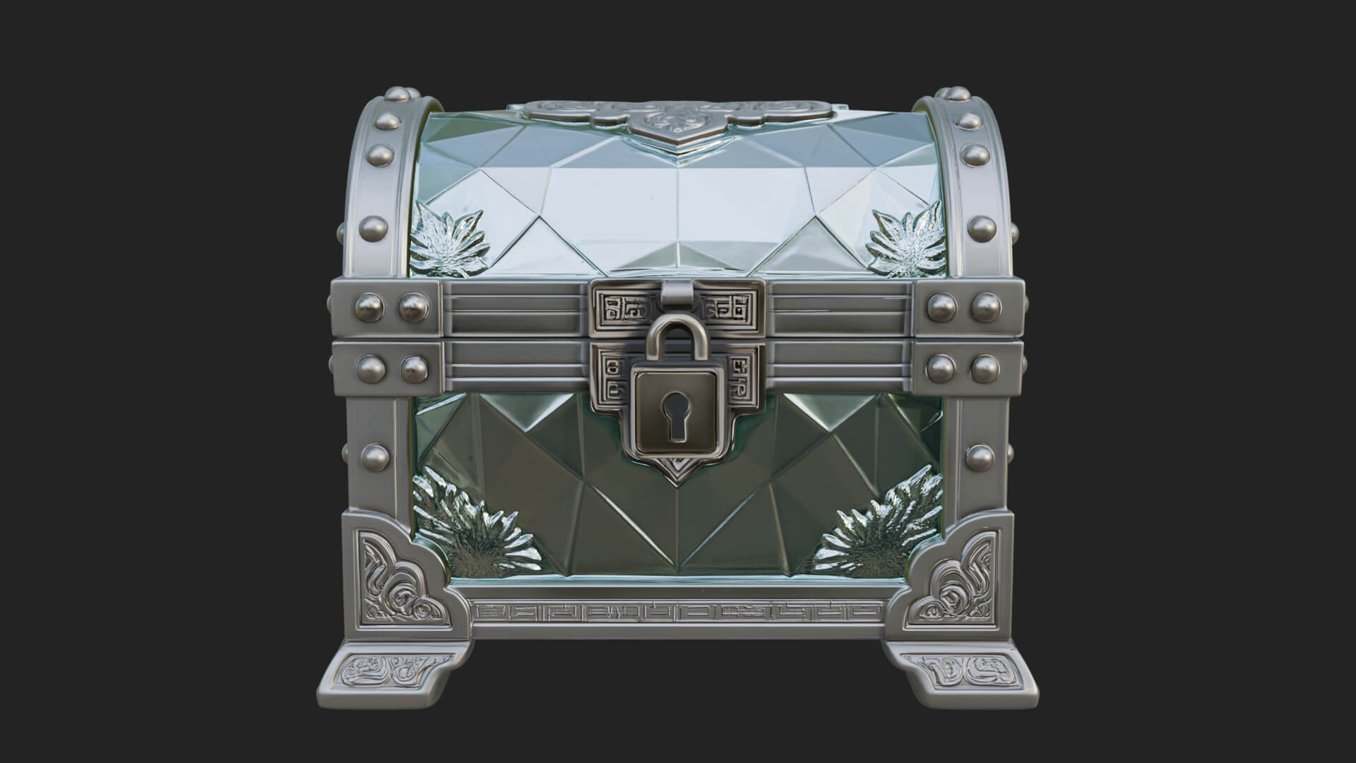 Gem Faceted Treasure Chest Model Design 3 3D Print Model 3D Model