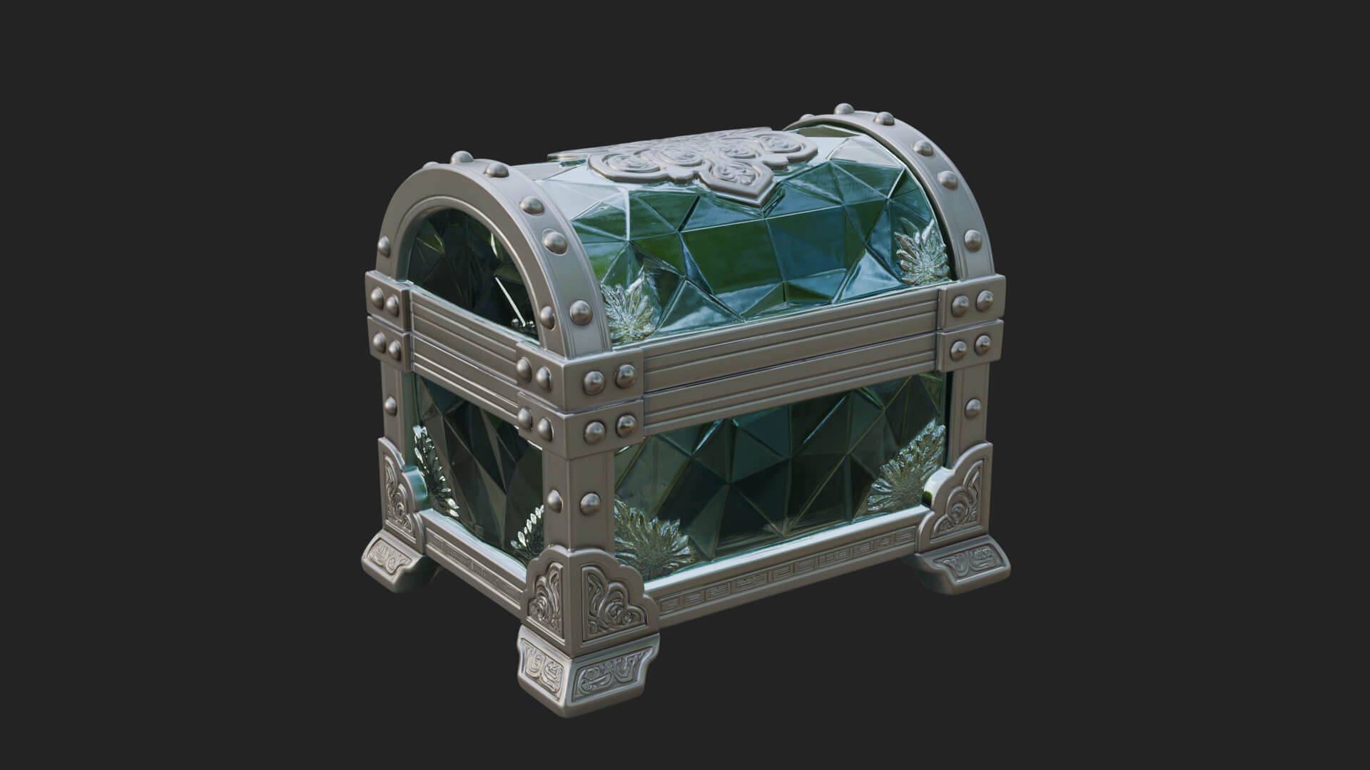 Gem Faceted Treasure Chest Model Design 3 3D Print Model 3D Model