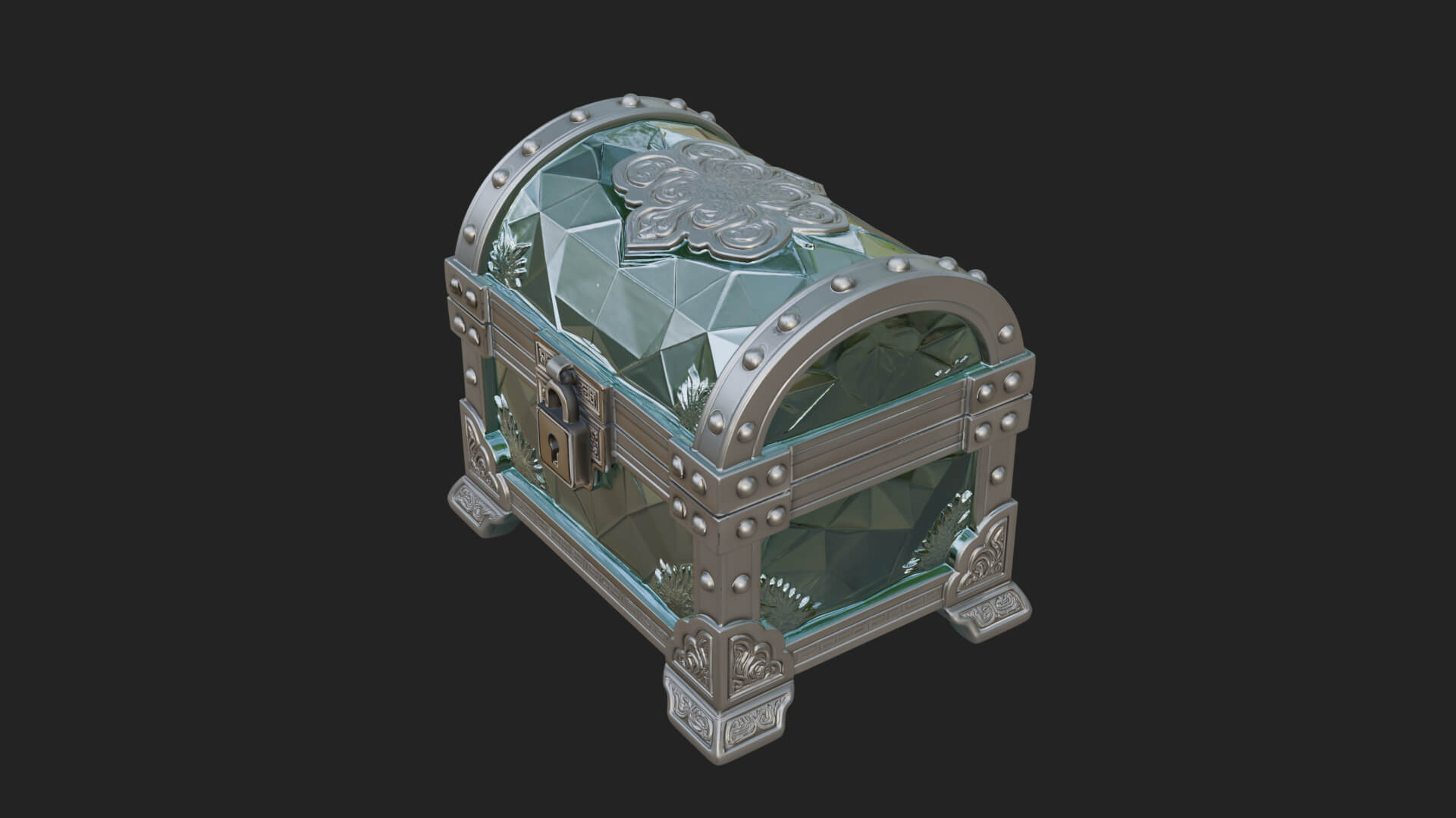 Gem Faceted Treasure Chest Model Design 3 3D Print Model 3D Model
