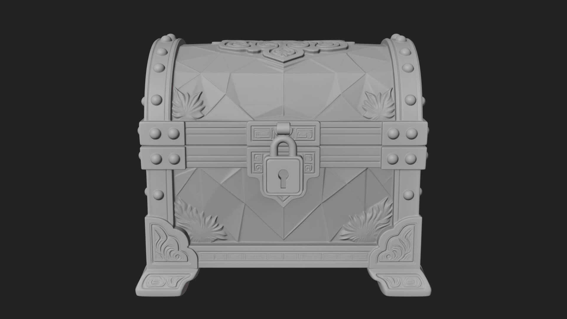 Gem Faceted Treasure Chest Model Design 3 3D Print Model 3D Model