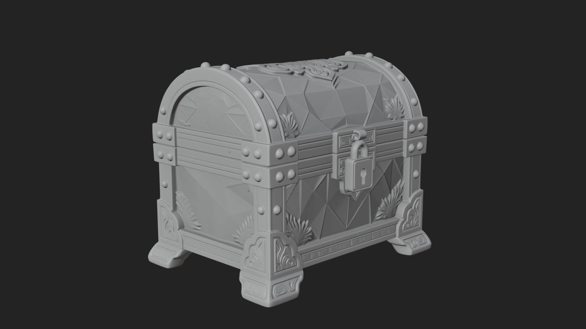 Gem Faceted Treasure Chest Model Design 3 3D Print Model 3D Model