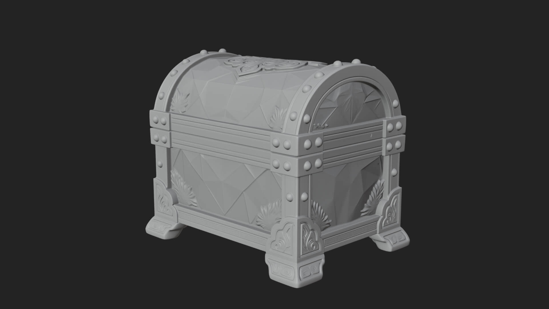 Gem Faceted Treasure Chest Model Design 3 3D Print Model 3D Model