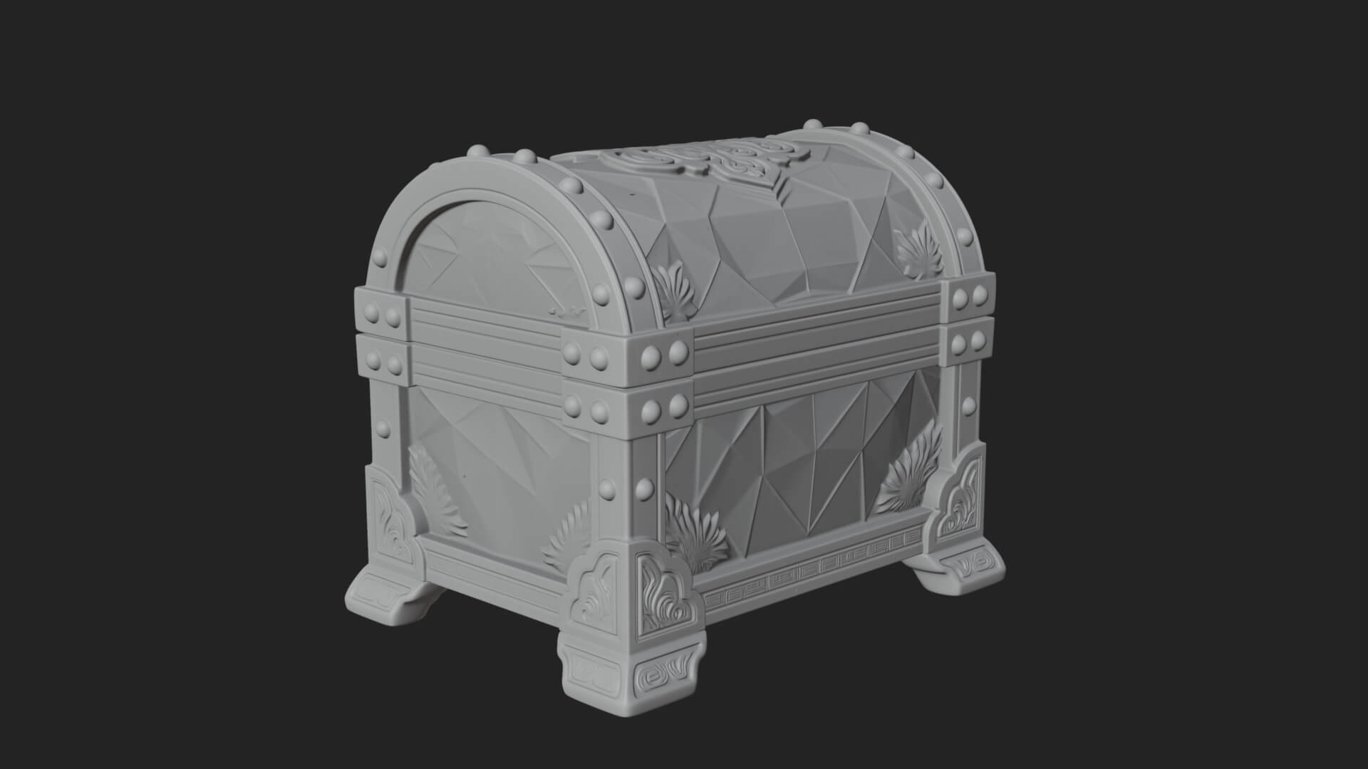 Gem Faceted Treasure Chest Model Design 3 3D Print Model 3D Model