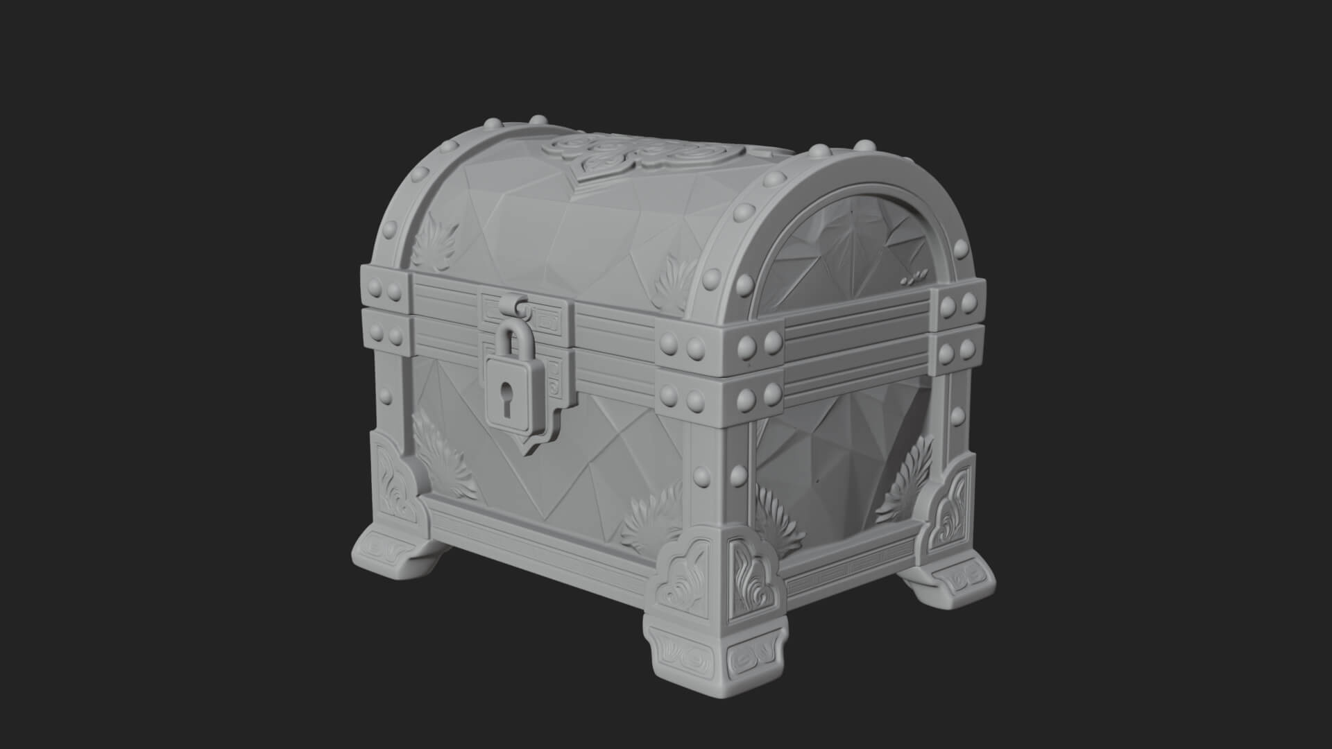 Gem Faceted Treasure Chest Model Design 3 3D Print Model 3D Model