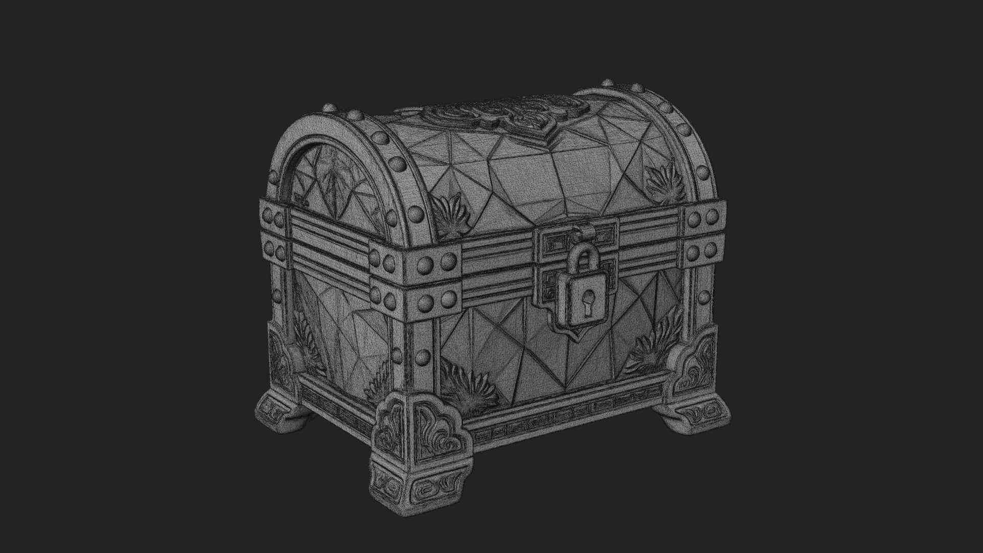 Gem Faceted Treasure Chest Model Design 3 3D Print Model 3D Model