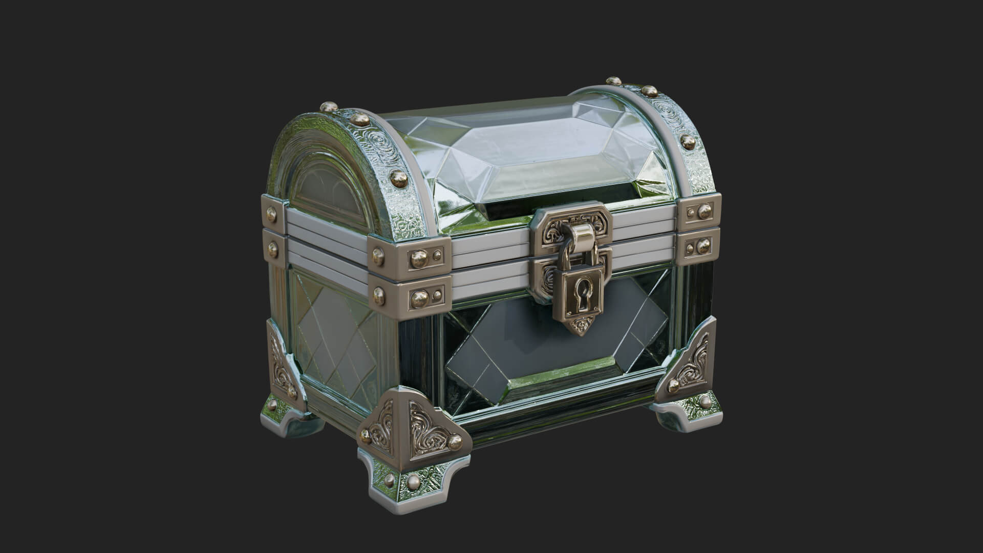 Gem Faceted Treasure Chest Model Design 4 3D Print Model 3D Model