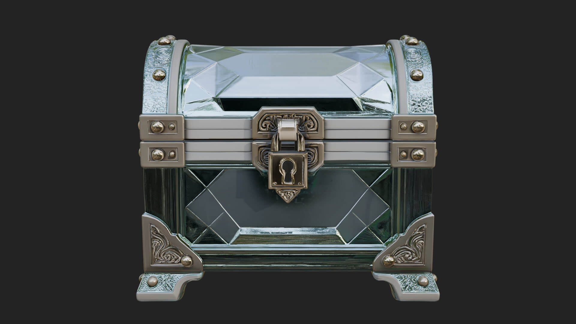 Gem Faceted Treasure Chest Model Design 4 3D Print Model 3D Model