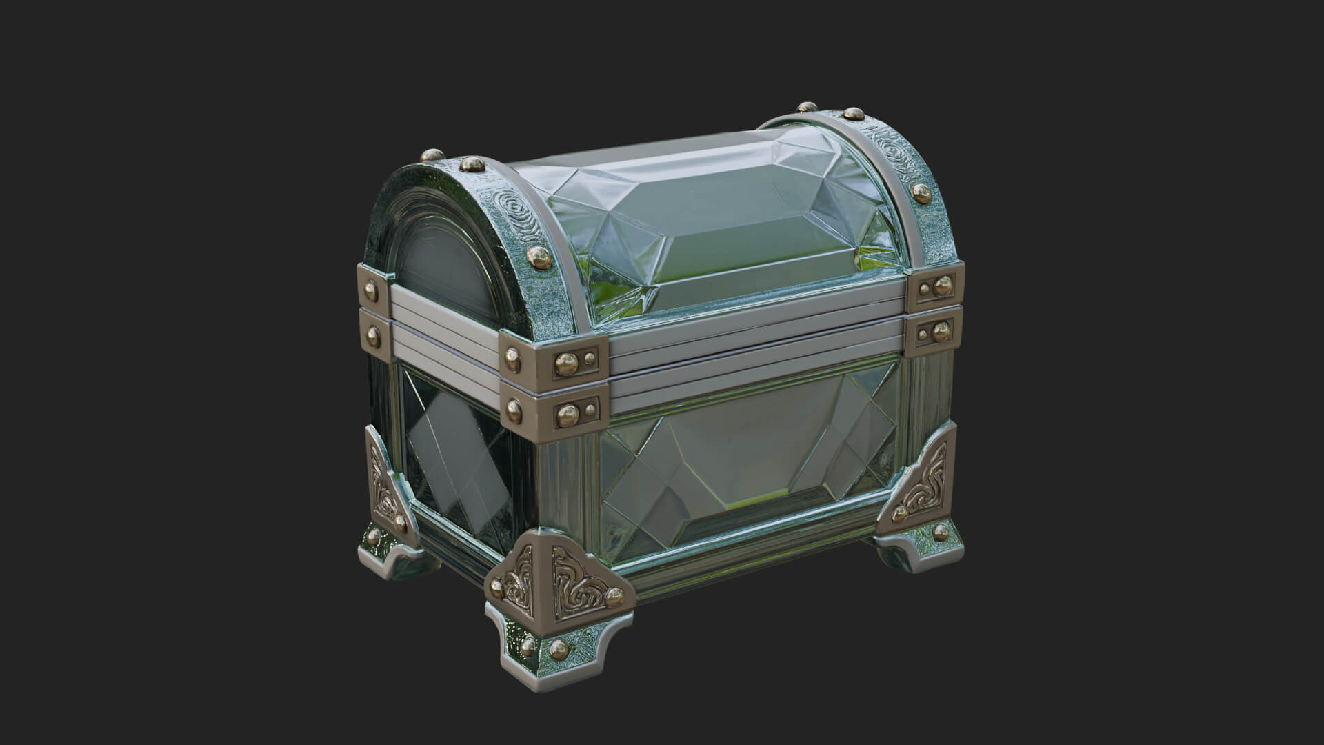 Gem Faceted Treasure Chest Model Design 4 3D Print Model 3D Model