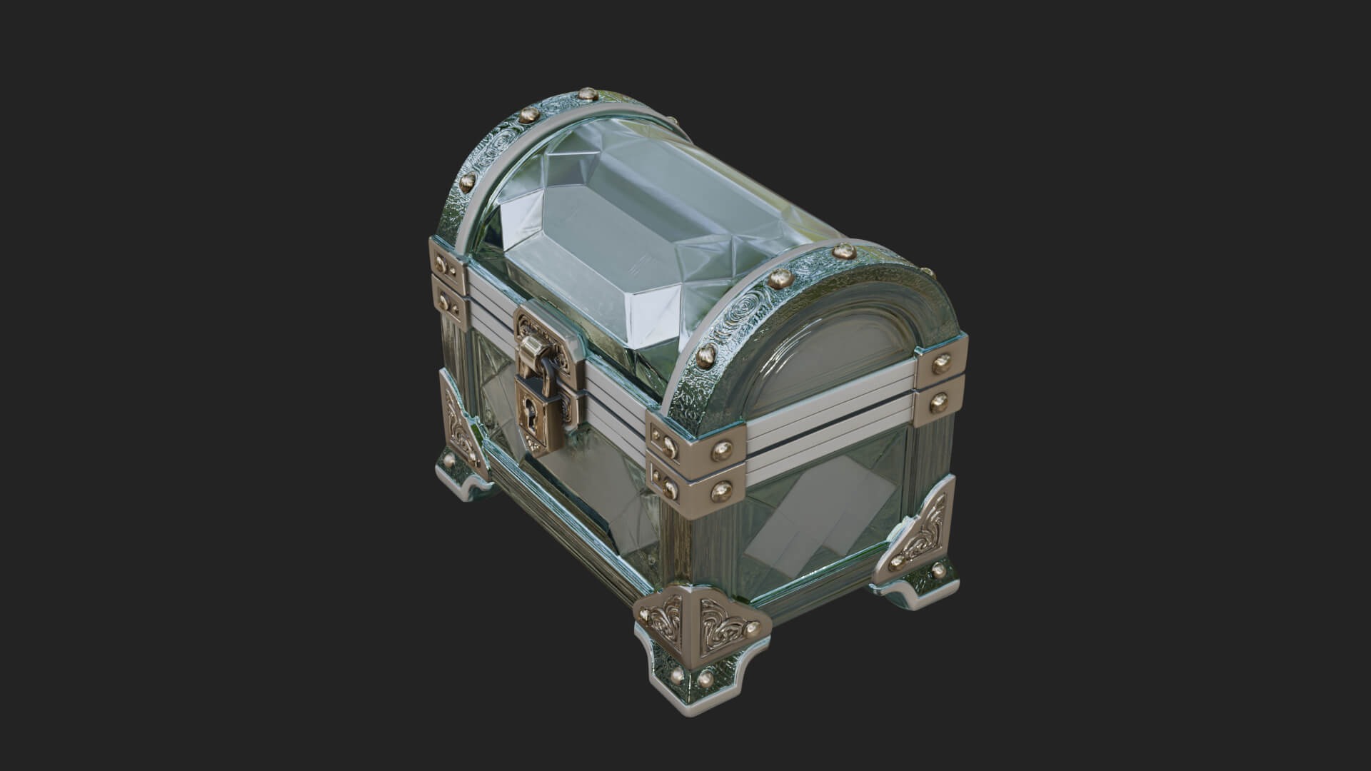 Gem Faceted Treasure Chest Model Design 4 3D Print Model 3D Model