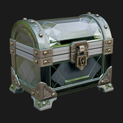 Gem Faceted Treasure Chest Model Design 4 3D Print Model