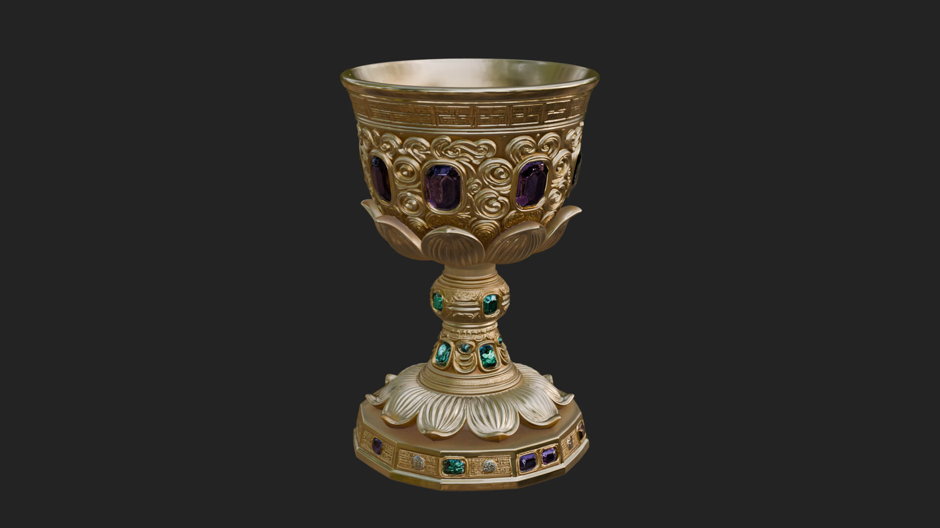 Gem Set Altar Chalice Model Design 1 3D Print Model 3D Model