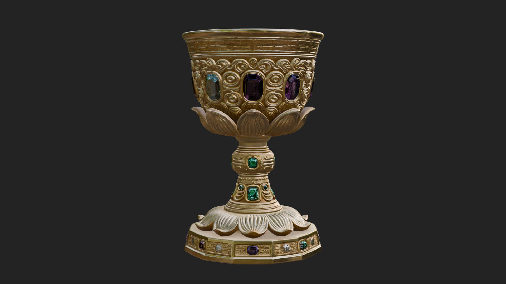 Gem Set Altar Chalice Model Design 1 3D Print Model 3D Model