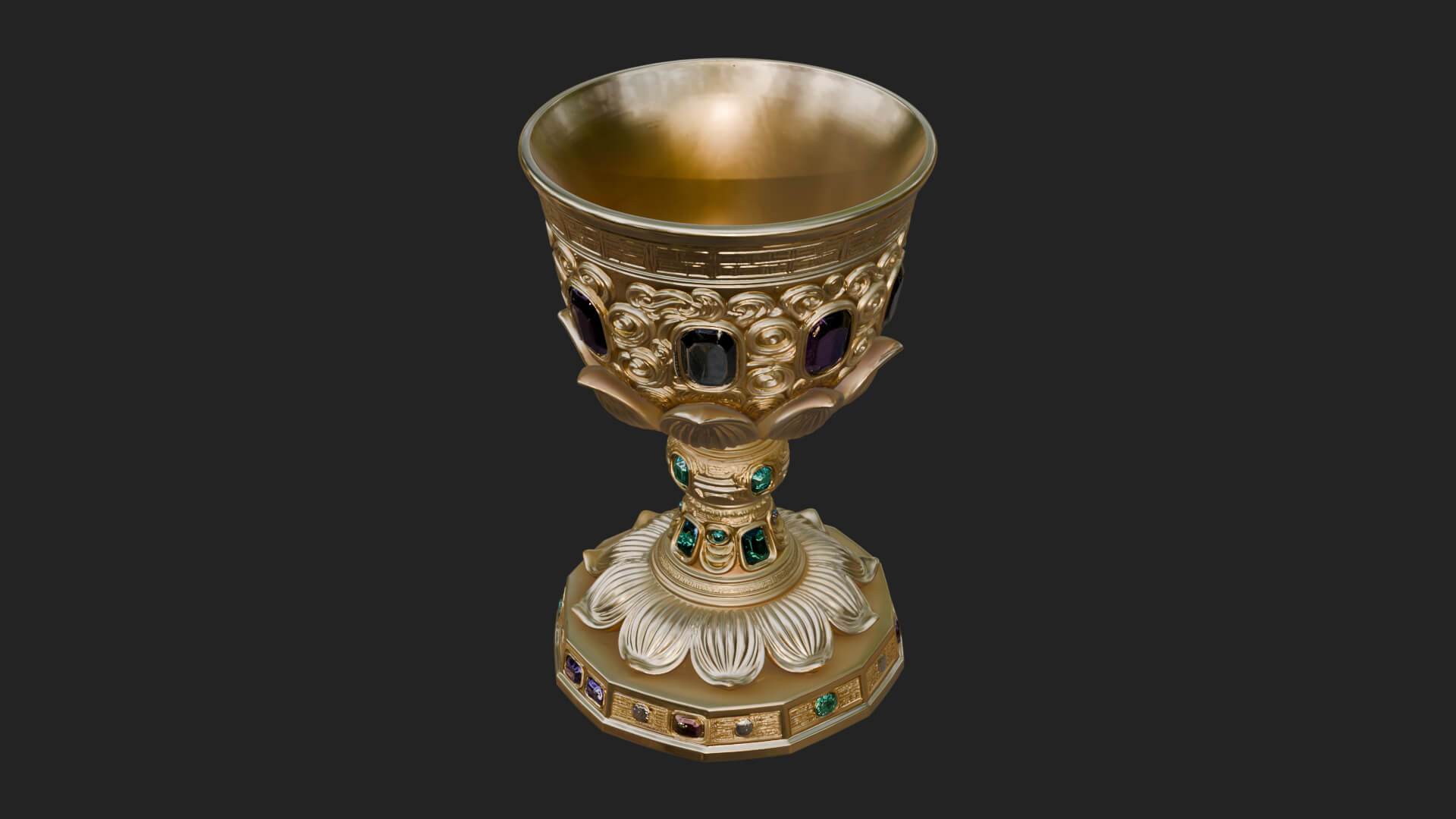 Gem Set Altar Chalice Model Design 1 3D Print Model 3D Model