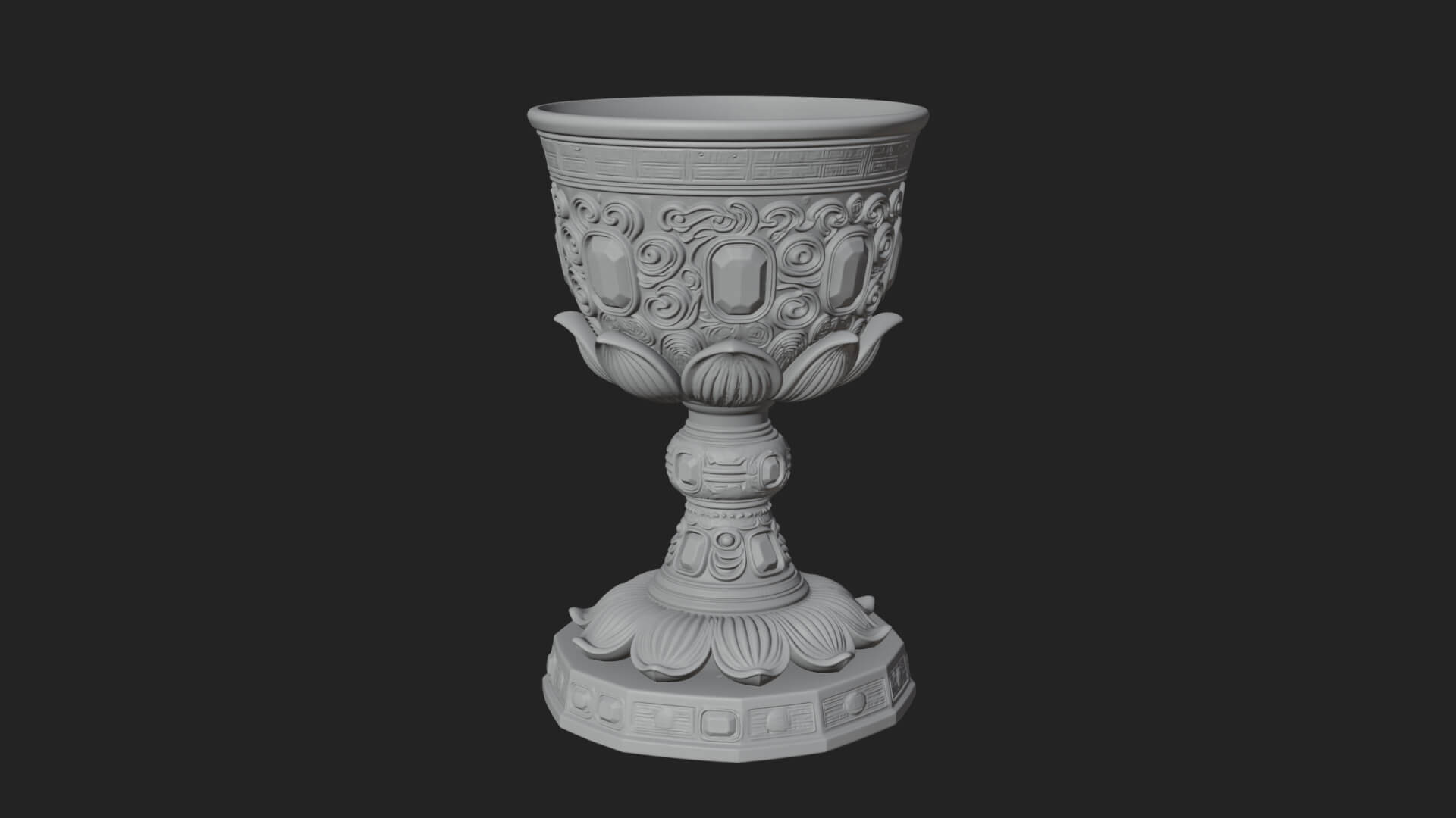Gem Set Altar Chalice Model Design 1 3D Print Model 3D Model