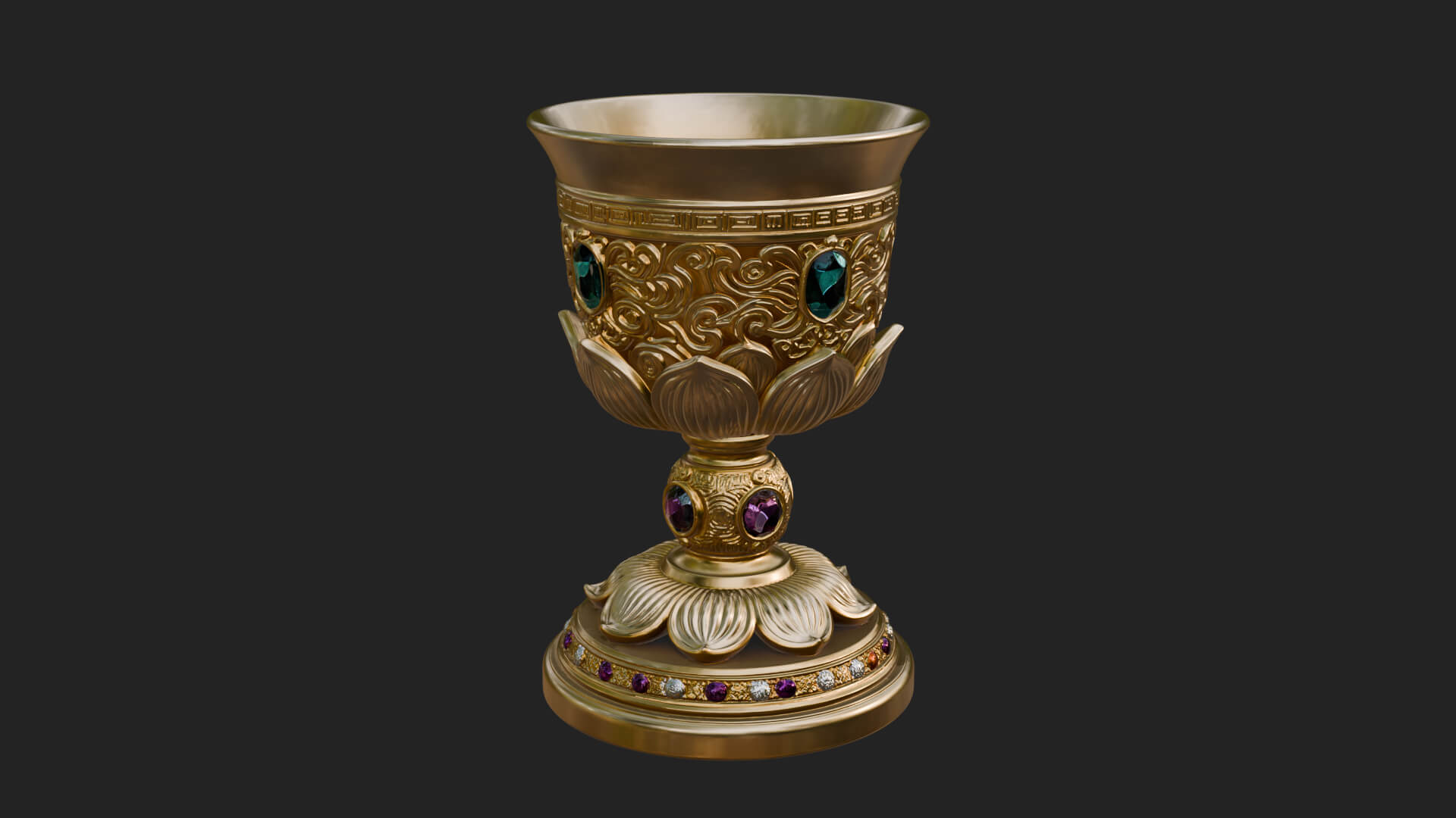 Gem Set Altar Chalice Model Design 2 3D Print Model 3D Model