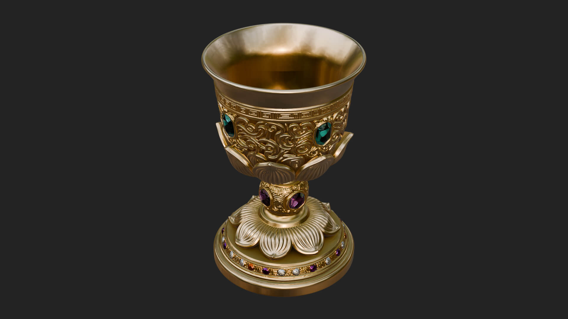 Gem Set Altar Chalice Model Design 2 3D Print Model 3D Model