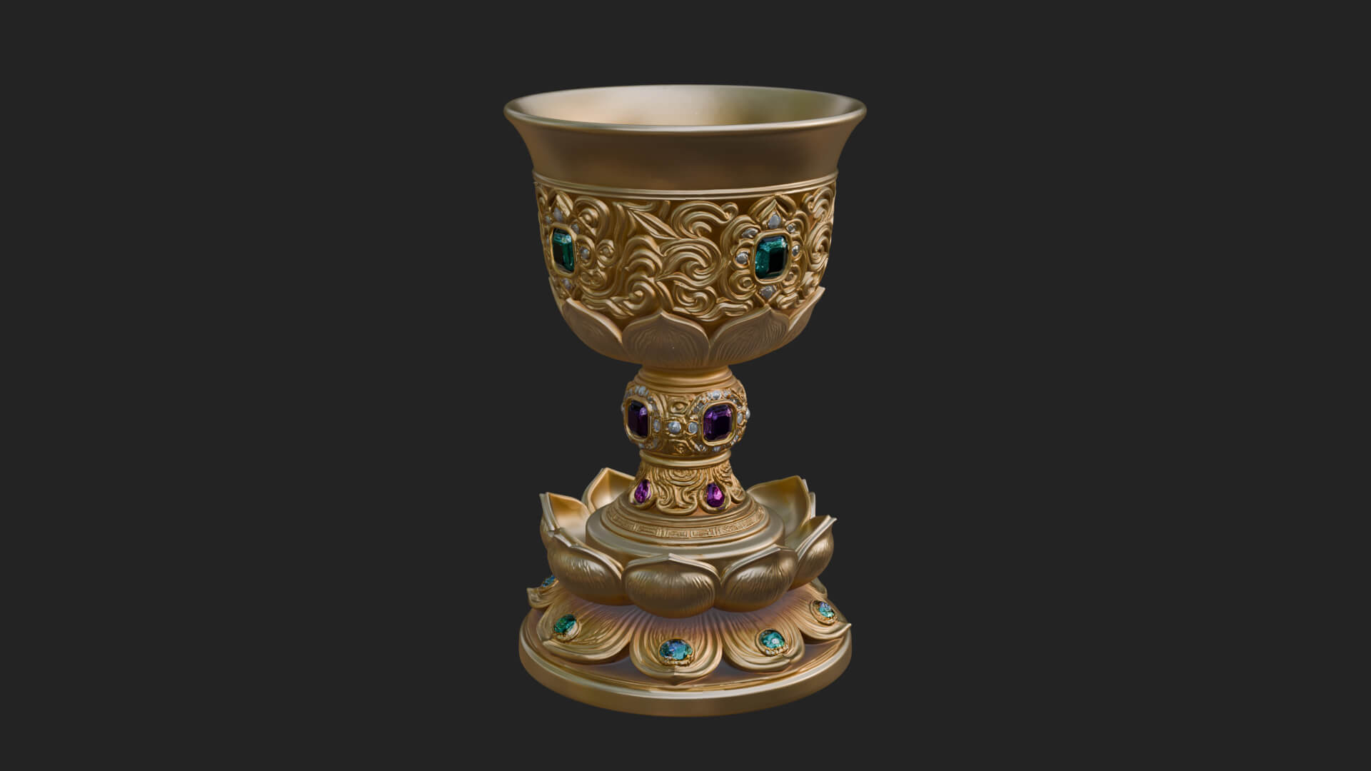 Gem Set Altar Chalice Model Design 4 3D Print Model 3D Model