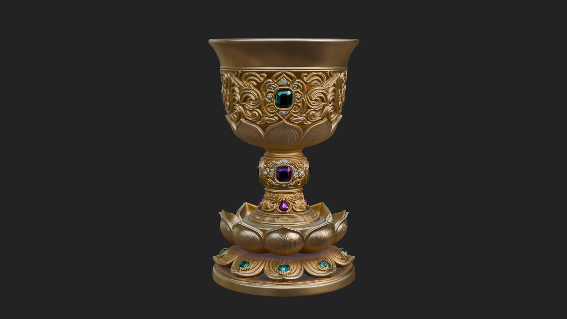 Gem Set Altar Chalice Model Design 4 3D Print Model 3D Model