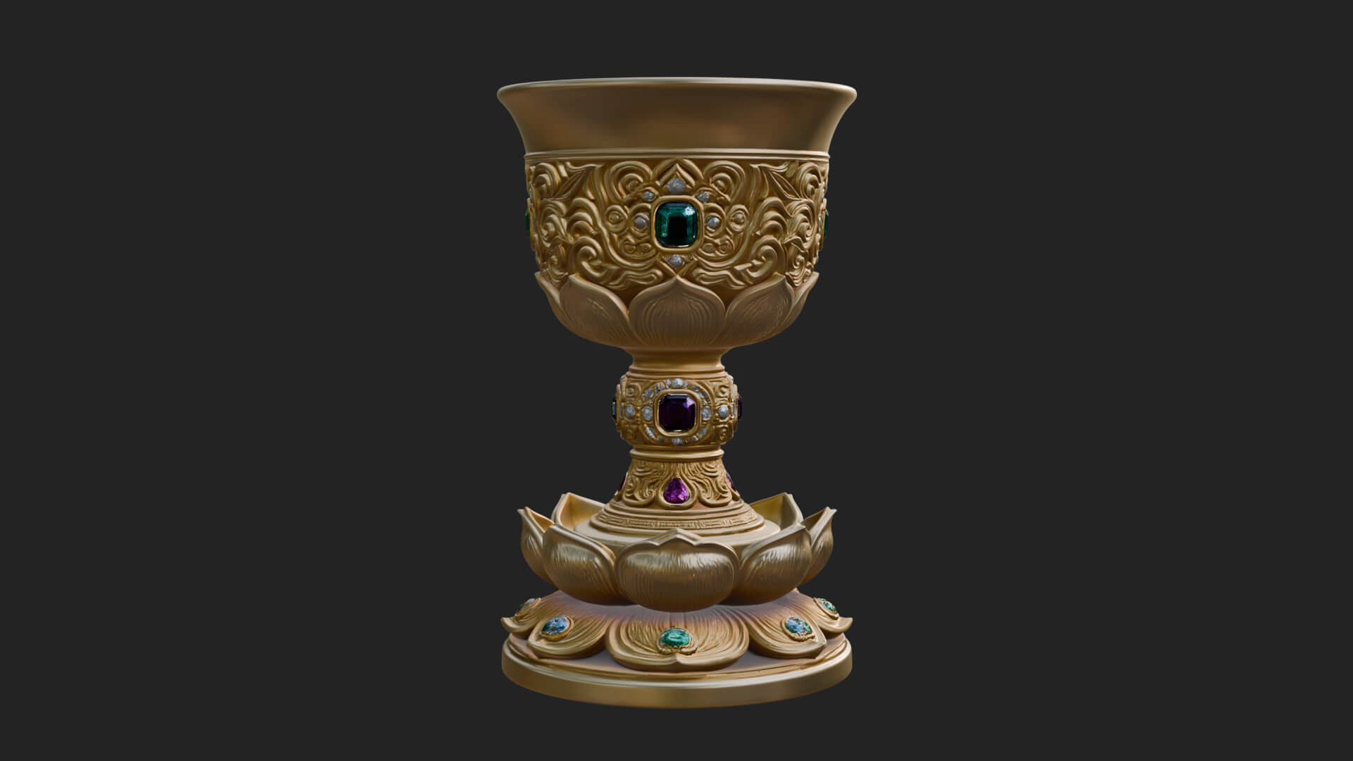 Gem Set Altar Chalice Model Design 4 3D Print Model 3D Model