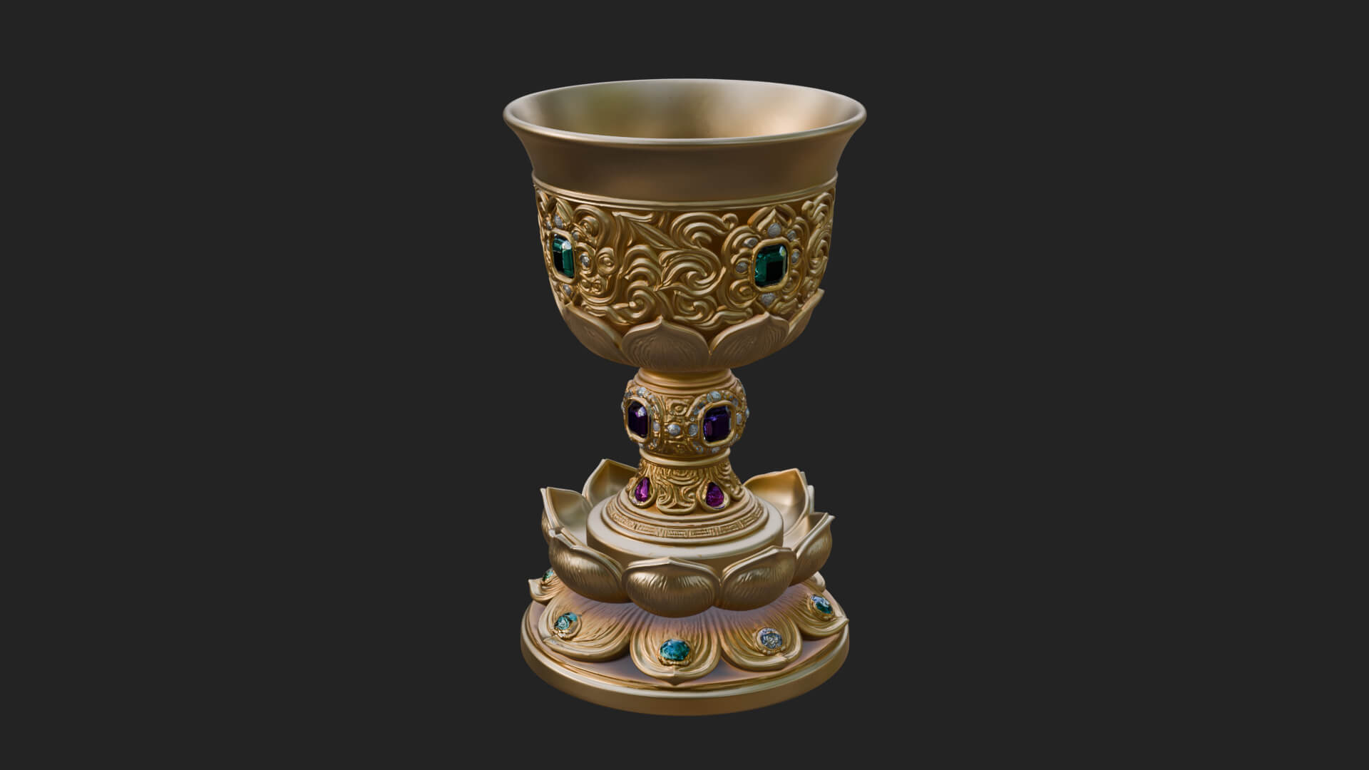 Gem Set Altar Chalice Model Design 4 3D Print Model 3D Model