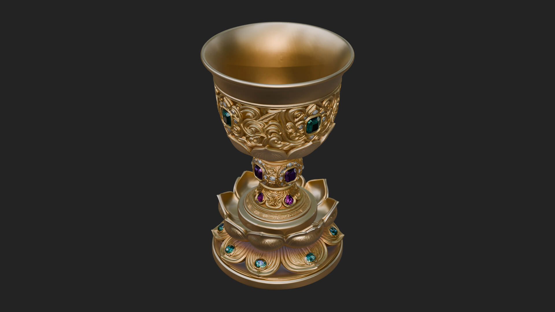 Gem Set Altar Chalice Model Design 4 3D Print Model 3D Model
