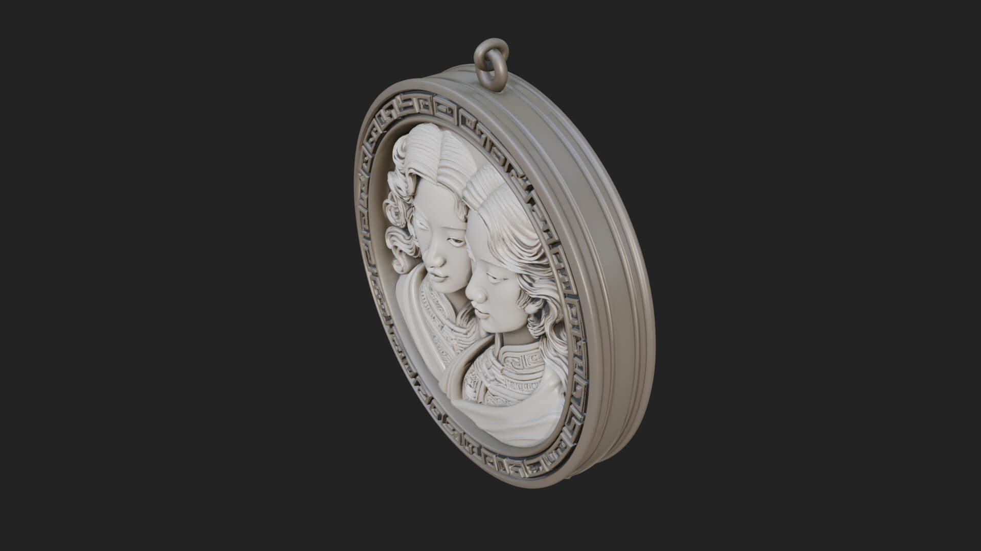 Gemini Zodiac Relief Medallion Pendant Design 5 3D Print Mod 3D Model