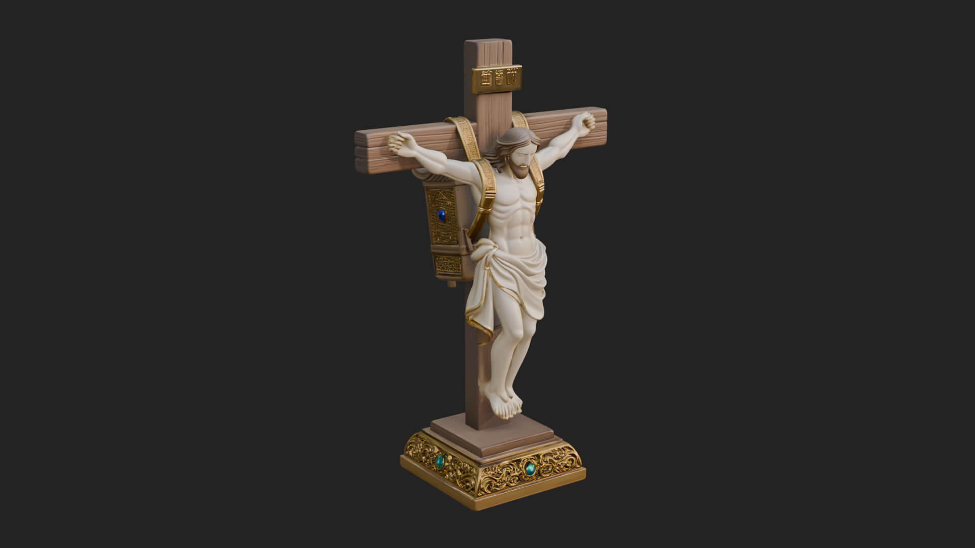 Gemmed Crucifix Cross Model Design 1 3D Print Model 3D Model