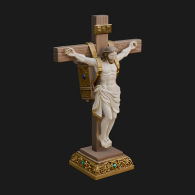 Gemmed Crucifix Cross Model Design 1 3D Print Model