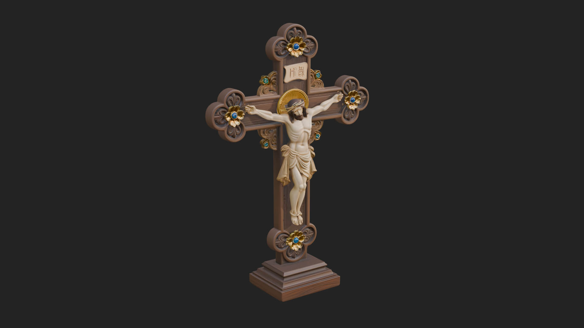 Gemmed Crucifix Cross Model Design 10 3D Print Model 3D Model