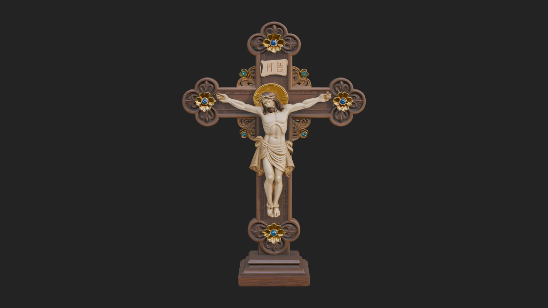 Gemmed Crucifix Cross Model Design 10 3D Print Model 3D Model